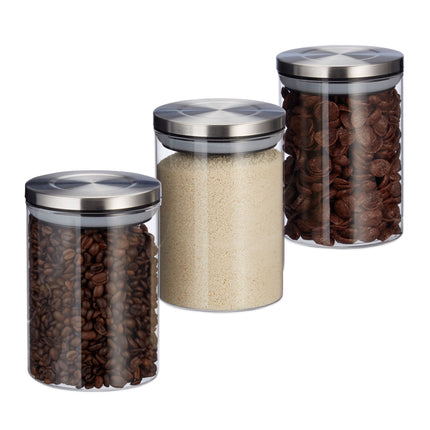 Pachet de 3 borcane de sticlă de 600 ml cu capac