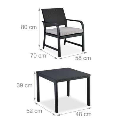 Set de mobilier de balcon din 3 piese aspect ratan