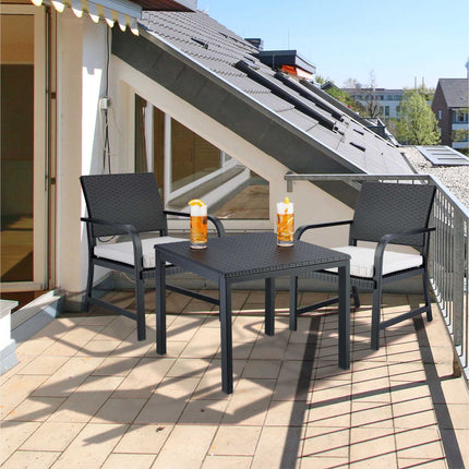 Set de mobilier de balcon din 3 piese aspect ratan
