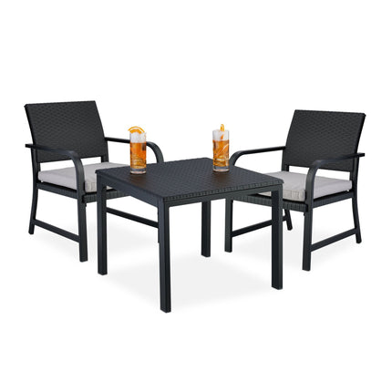 Set de mobilier de balcon din 3 piese aspect ratan