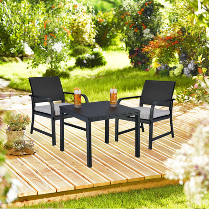 Set de mobilier de balcon din 3 piese aspect ratan