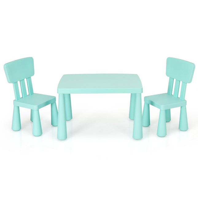 Grup de scaune pentru copii din 3 piese, masa pentru copii cu 2 scaune, mobilier pentru copii din plastic, verde