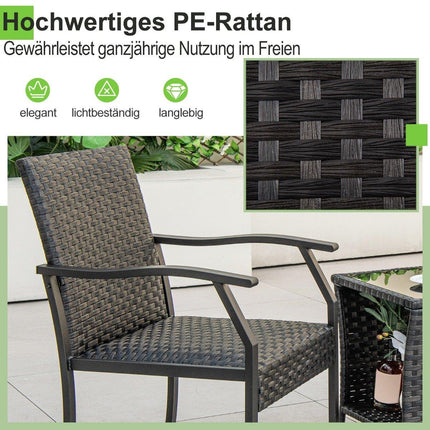 Set de mobilier de grădină din 3 piese Set de balcon din ratan cu 2 scaune și masă mixt maro