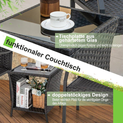 Set de mobilier de grădină din 3 piese Set de balcon din ratan cu 2 scaune și masă mixt maro