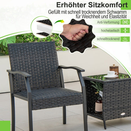 Set de mobilier de grădină din 3 piese Set de balcon din ratan cu 2 scaune și masă mixt maro