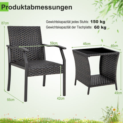 Set de mobilier de grădină din 3 piese Set de balcon din ratan cu 2 scaune și masă mixt maro
