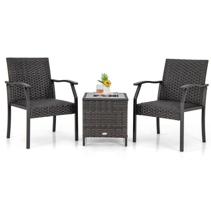Set de mobilier de grădină din 3 piese Set de balcon din ratan cu 2 scaune și masă mixt maro