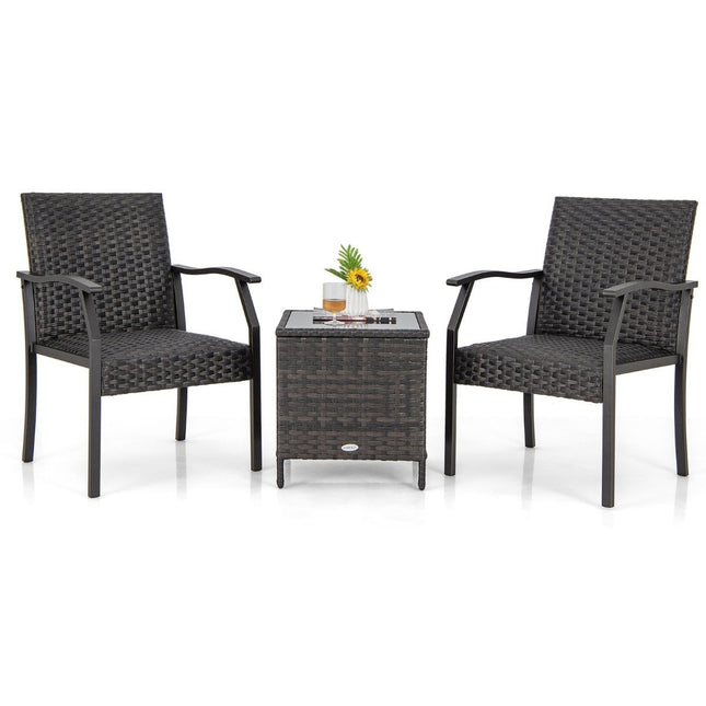 Set de mobilier de grădină din 3 piese Set de balcon din ratan cu 2 scaune și masă mixt maro