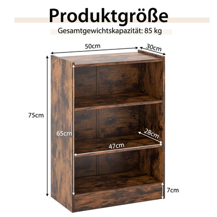 Bibliotecă cu 3 niveluri poliță de depozitare deschisă dulap modern 50 x 30 x 75 cm maro
