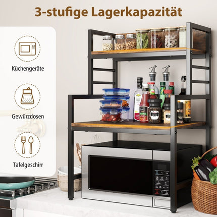 Raft pentru microunde cu 3 niveluri suport pentru microunde cu 2 rafturi deschise 52 x 42 x 78 cm