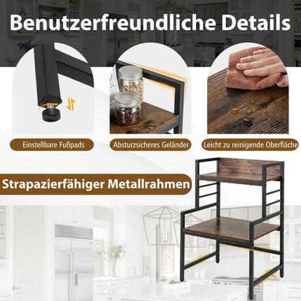 Raft pentru microunde cu 3 niveluri suport pentru microunde cu 2 rafturi deschise 52 x 42 x 78 cm
