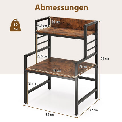 Raft pentru microunde cu 3 niveluri suport pentru microunde cu 2 rafturi deschise 52 x 42 x 78 cm