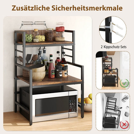 Raft pentru microunde cu 3 niveluri suport pentru microunde cu 2 rafturi deschise 52 x 42 x 78 cm