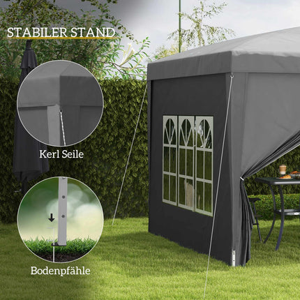 Pavilion 3 x 3 m cu 4 pereți laterali, protecție UV, gri