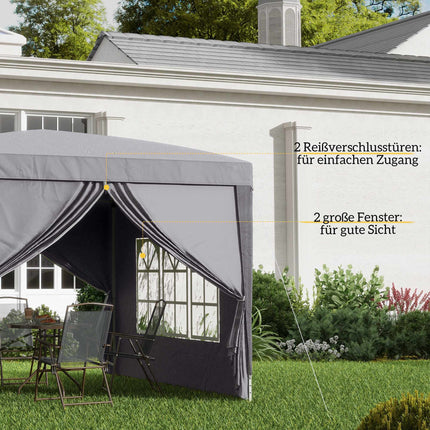Pavilion 3 x 3 m cu 4 pereți laterali, protecție UV, gri