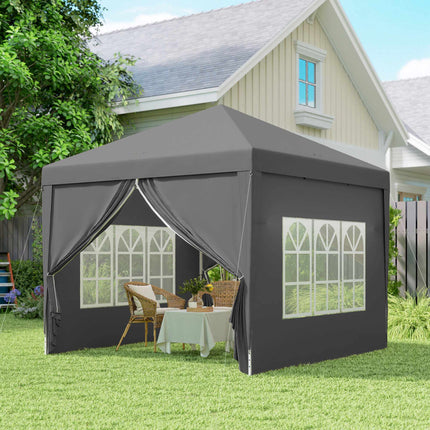 Pavilion 3 x 3 m cu 4 pereți laterali, protecție UV, gri