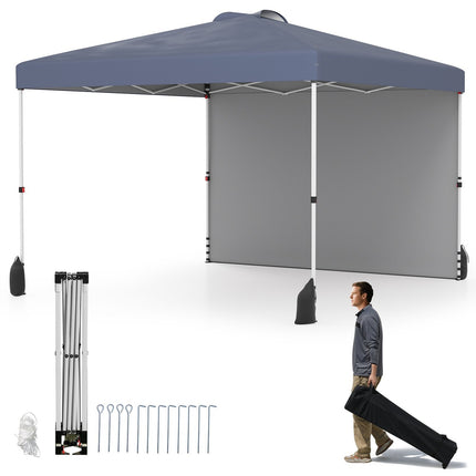 Pavilion Pop-Up 3 x 3 m cu perete lateral, portabil, gri