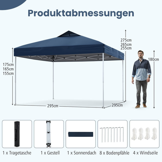 Foișor Pop-Up rezistent la apă de 3x3m, protecție UV 50+