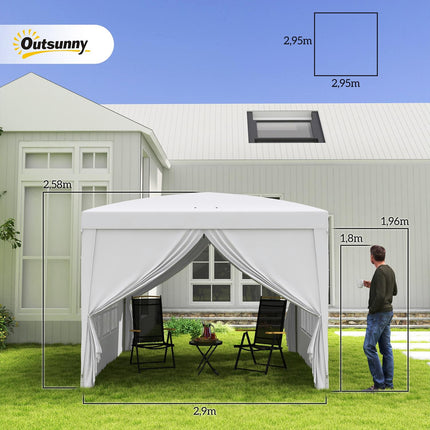 3x3m white gazebo with side walls and UV protection