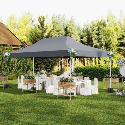 Pavilion pliabil 3x6m, 6 pereți laterali, uși cu fermoar, gri