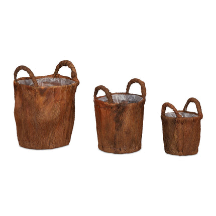 3x Flower Pots made of Coconut Leaves