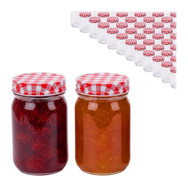 Set borcane de sticlă pentru gem, 400 ml, capace etanșe cu închidere prin răsucire