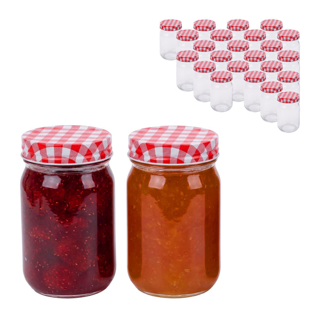 Set borcane de sticlă pentru gem de 400 ml – Capace etanșe cu închidere prin răsucire