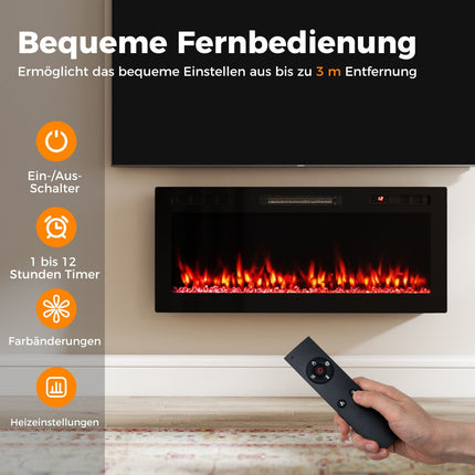 Șemineu electric de 42", 750W/1500W, Wi-Fi, telecomandă