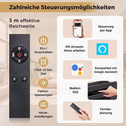 Șemineu electric de 42" cu control inteligent și încălzitor