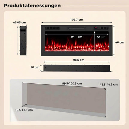 Șemineu electric de 42" cu control inteligent și încălzitor