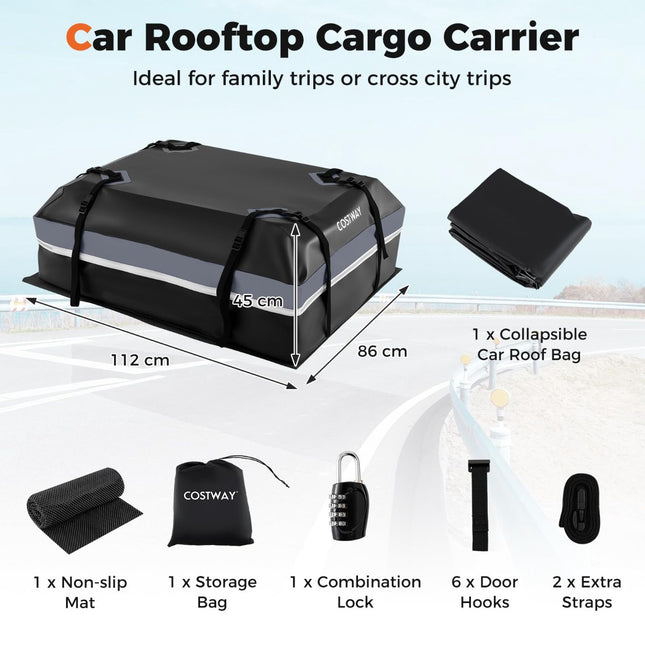 Cutie de portbagaj auto de 450 l, PVC impermeabil, covoraș antiderapant, încuietoare