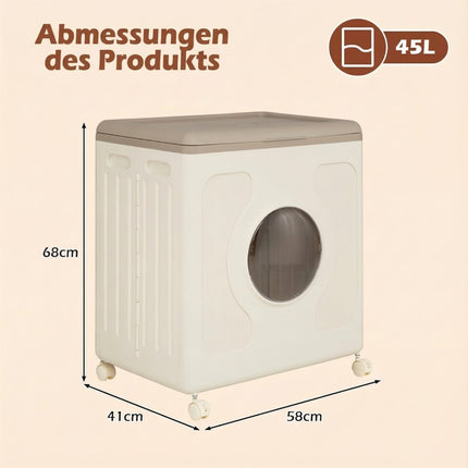 Cutie de depozitare cu roți de 45 l cu capac – gri, ușor de transportat