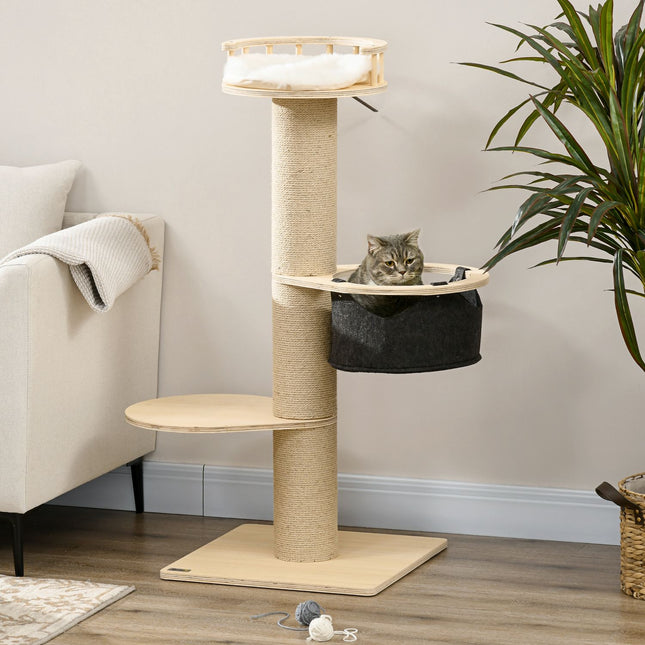 Cat Tree Climbing Tower – 45"" with hammock and bed