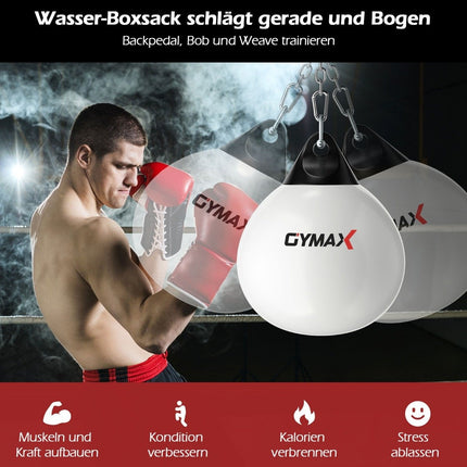 Ø45 cm Sac de box cu apă 50 kg Sac de box cu lanț metalic reglabil alb