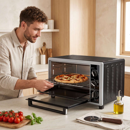 Mini cuptor de 46 l cu convecție, rotisor, temporizator, negru