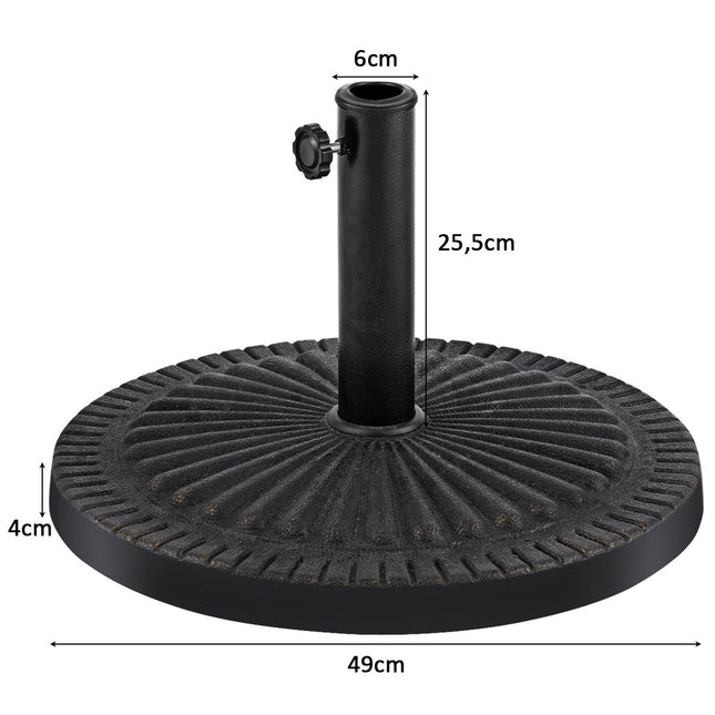 Baza de umbrelă de 49 cm Suport pentru umbrelă rotund robust, cu butonul de blocare Tijă groasă de fier