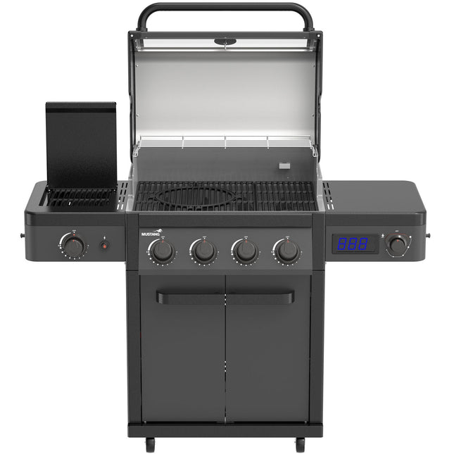 4-Burner Gas Grill with Infrared Side Burner, Thermostat Control