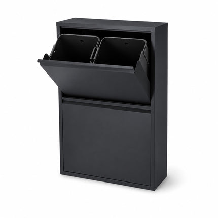 Coș de gunoi cu 4 compartimente, 4x18L, oțel negru