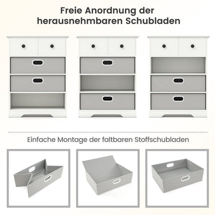 Comoda cu 4 sertare cu rafturi deschise, alb, 58x42x75 cm