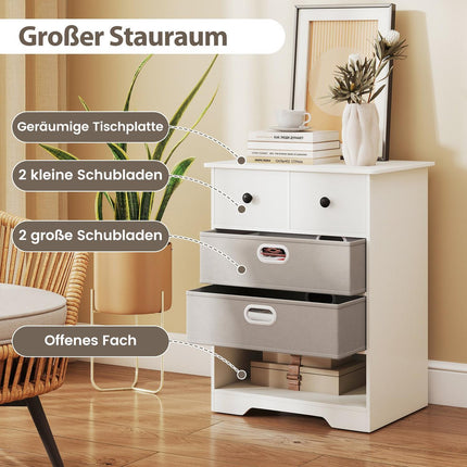 Comoda cu 4 sertare cu rafturi deschise, alb, 58x42x75 cm