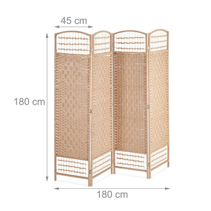 Ecran pliabil cu 4 panouri în culoare naturală