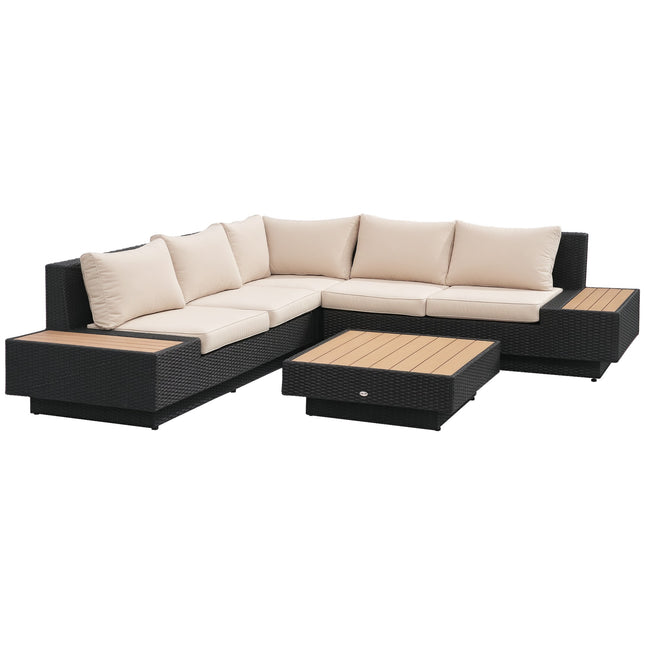 Set de 4 scaune de exterior din poliratan negru cu perne