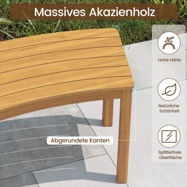4-Piece Curved Acacia Wood Outdoor Bench Set