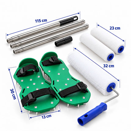 4-Piece Epoxy Floor Coating Set with Spiked Roller, Paint Roller, Spiked Shoes
