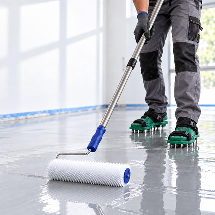 4-Piece Epoxy Floor Coating Set with Spiked Roller, Paint Roller, Spiked Shoes