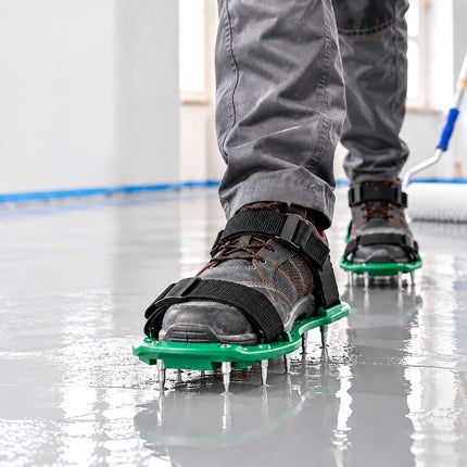 4-Piece Epoxy Floor Coating Set with Spiked Roller, Paint Roller, Spiked Shoes