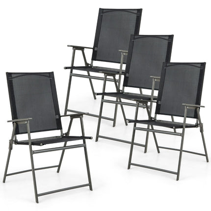 Set de 4 scaune de grădină pliabile, rezistente la intemperii, negre