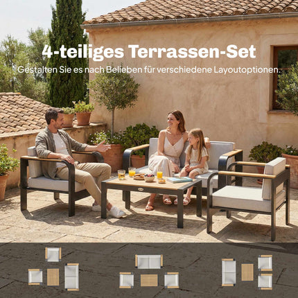 Set modular de mobilier de terasă cu 4 piese și scaune adânci