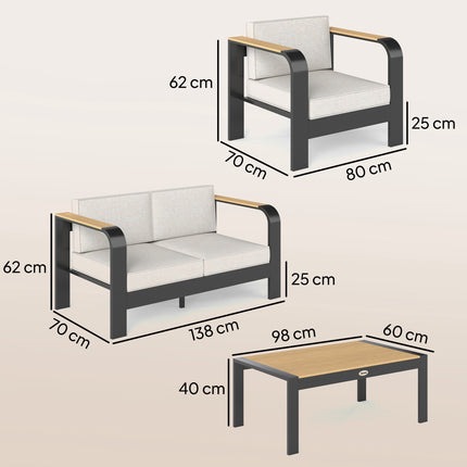 Set modular de mobilier de terasă cu 4 piese și scaune adânci