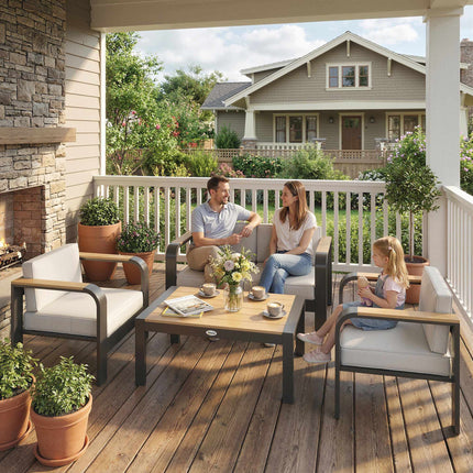Set modular de mobilier de terasă cu 4 piese și scaune adânci